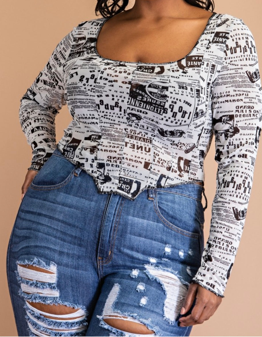 Contrast Scoop Neck Top