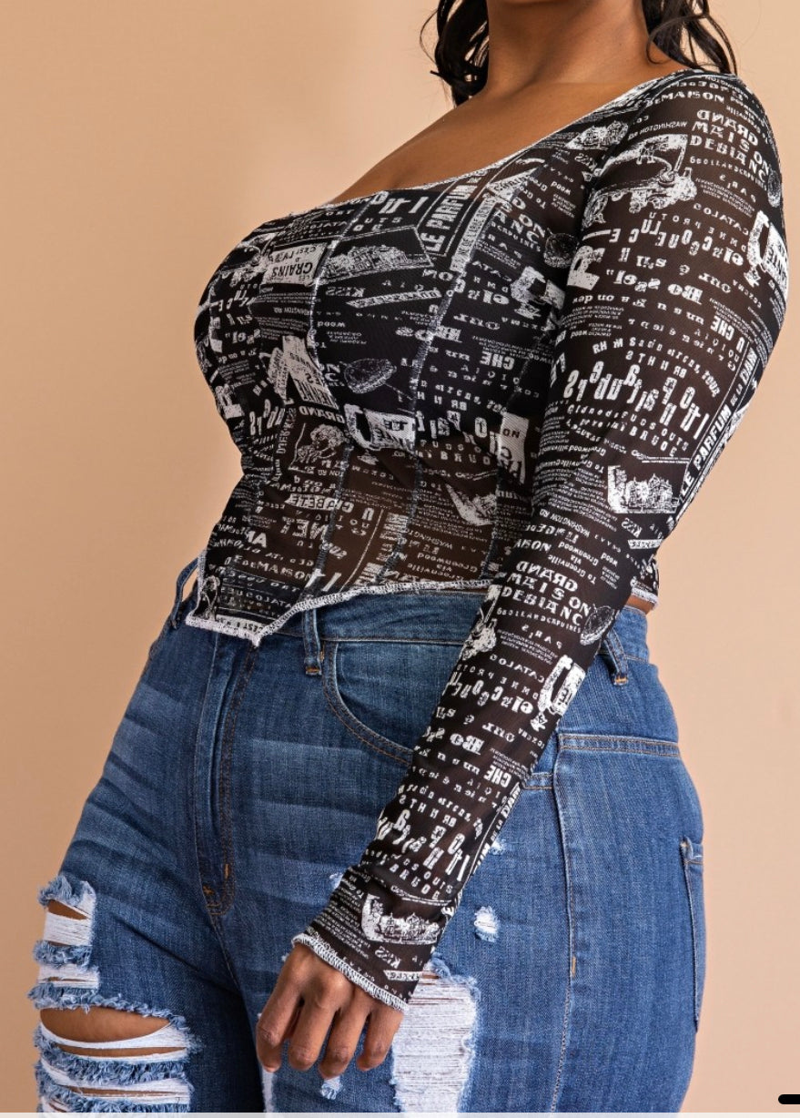 Contrast Scoop Neck Top