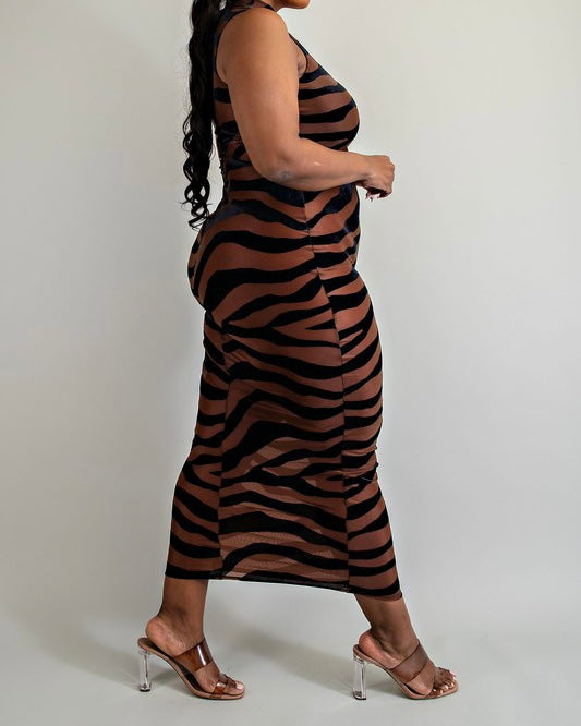 Eye of the Tiger Mock Neck Dress