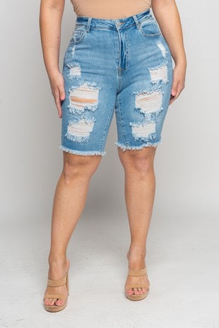 Frayed Edge Denim Shorts