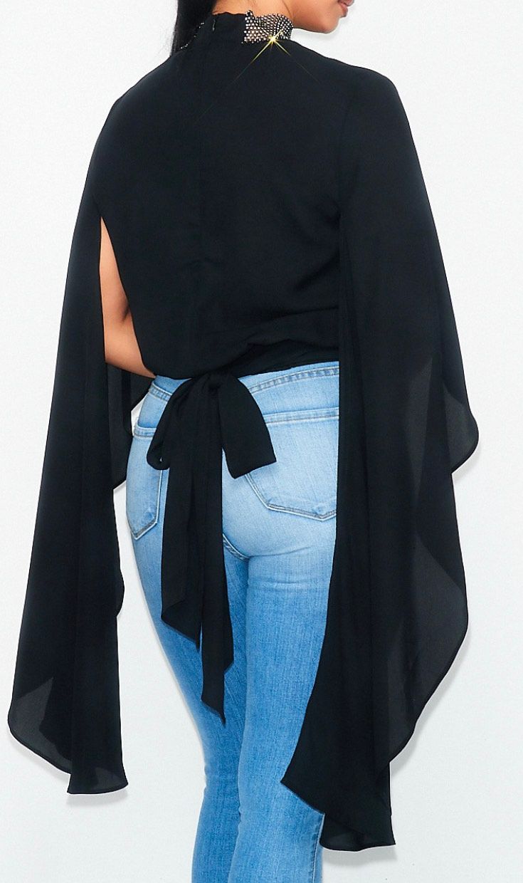 Chiffon Embellishment Sleeve Top