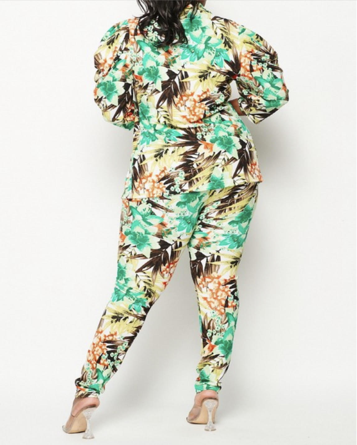 Floral Pattern Jacket Pants Set