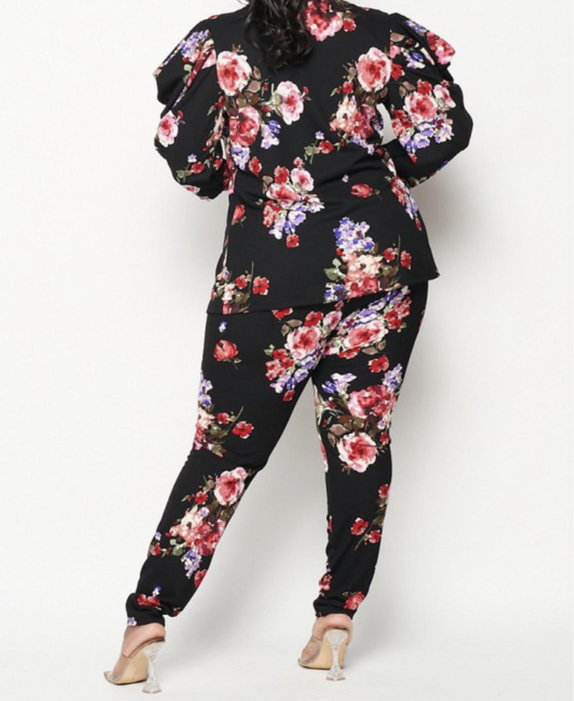 Floral Pattern Jacket Pants Set